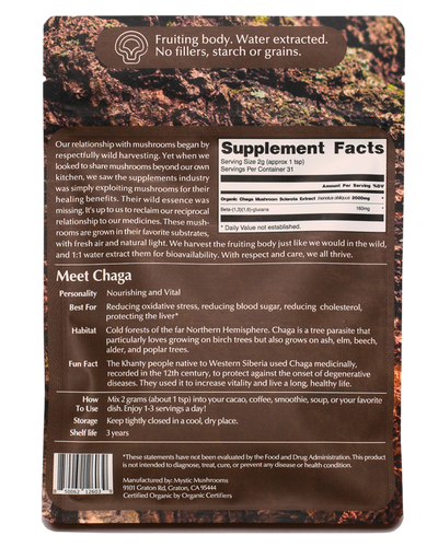 Chaga - Fruiting Body - 1:1 Water Extracted - Organic